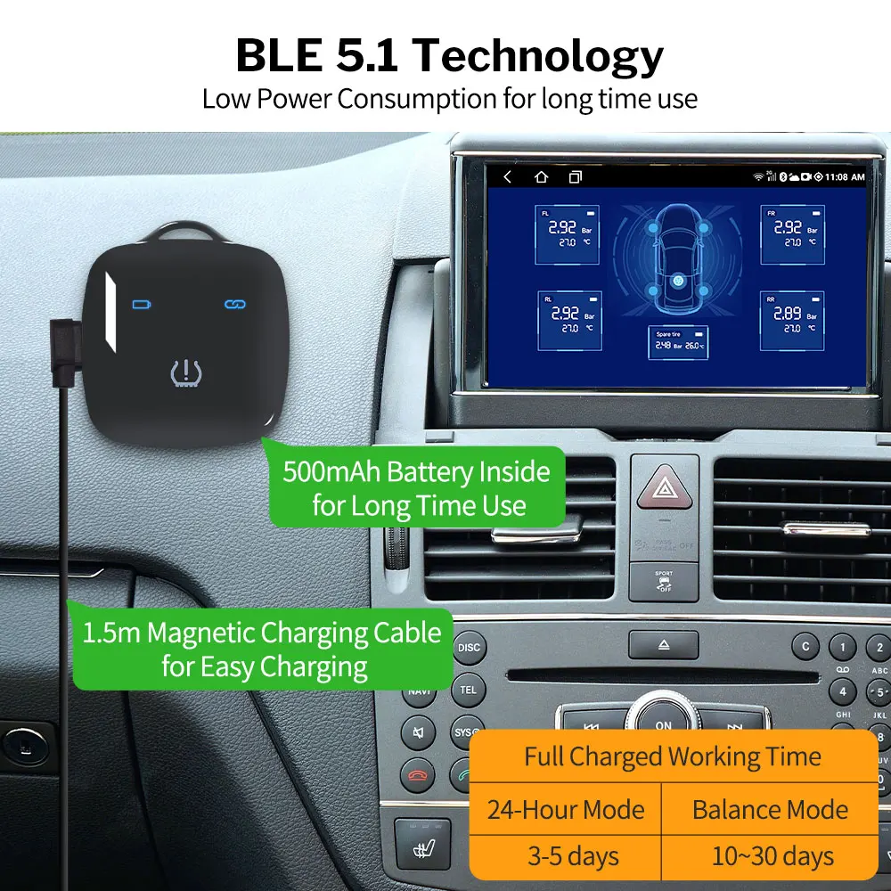 Deelife-sistema monitor de pressão dos pneus, tpms, android, ios, compatível bluetooth, para carro, motocicleta, bicicleta, sensor tpms, controle ble