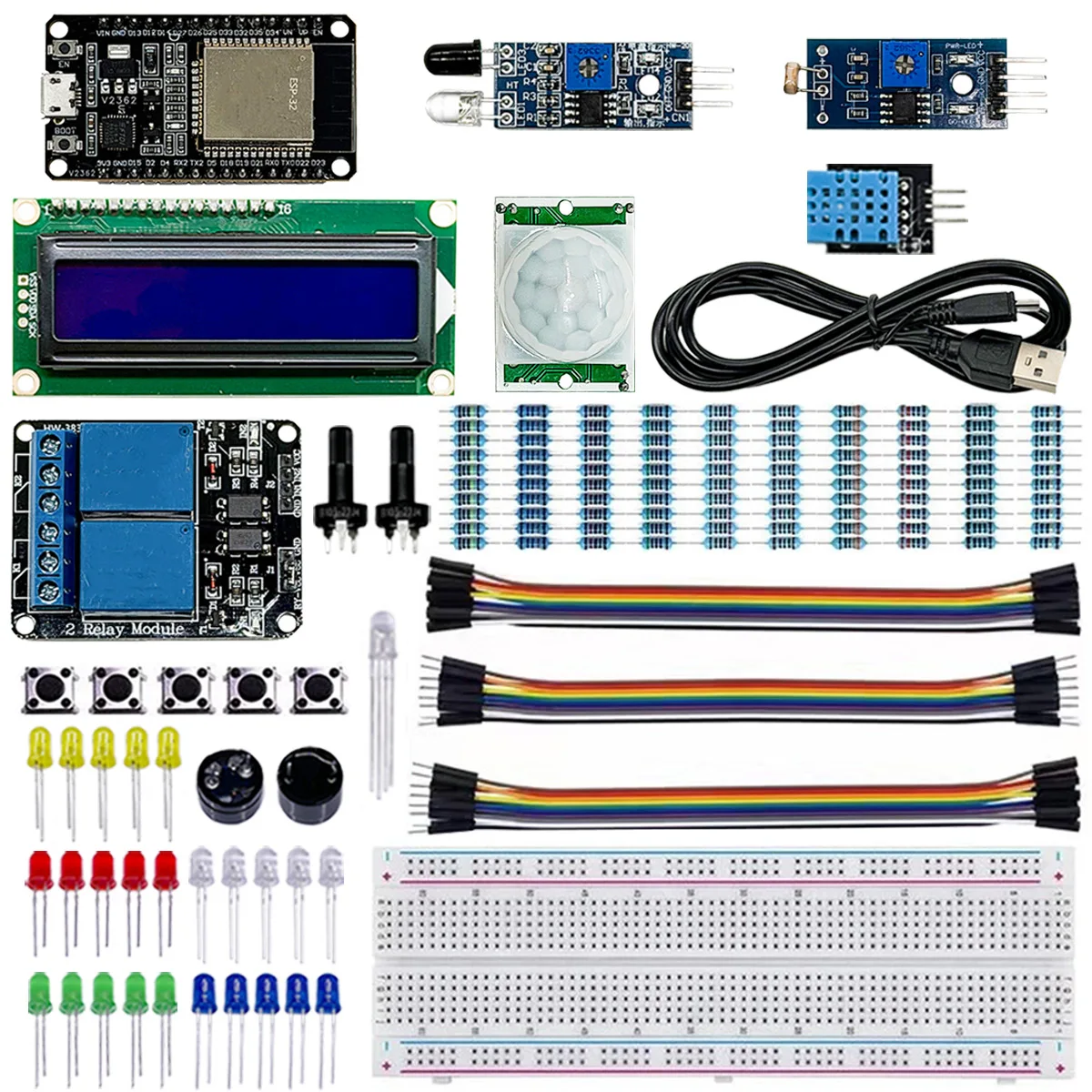 ESP32 Upgraded Learning Kit for ESP32 Wifi Module LCD1602,ESP32 WIFI Development Board Relay Display Sensor Electronic DIY Kit