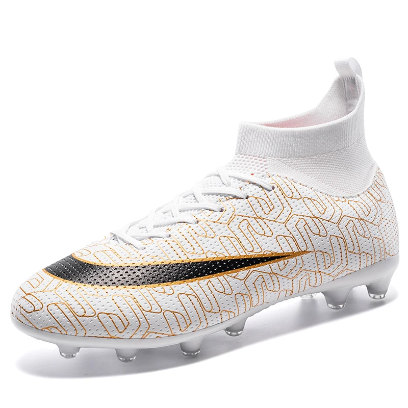 

New Men Soccer Shoes Turf Indoor Long Spikes High Ankle Football Field Boots Training Ultralight Futsal Cleats Football Shoes