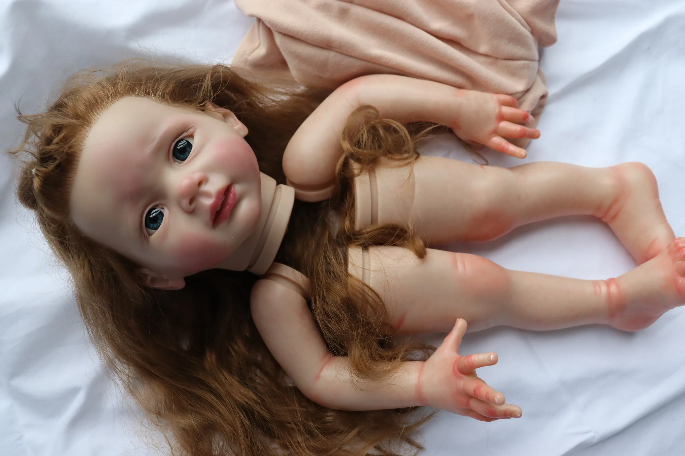 FBBD Artist Painted Reborn Baby Doll Fritzi With Long Brown Hair Unassembled Kit With Veins Lifelike Dolls For Children