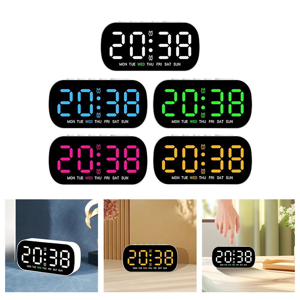 

Clear LED Display Digital LED Alarm Clock LED Display Clock Adjustable Brightness Date Display Snooze Function