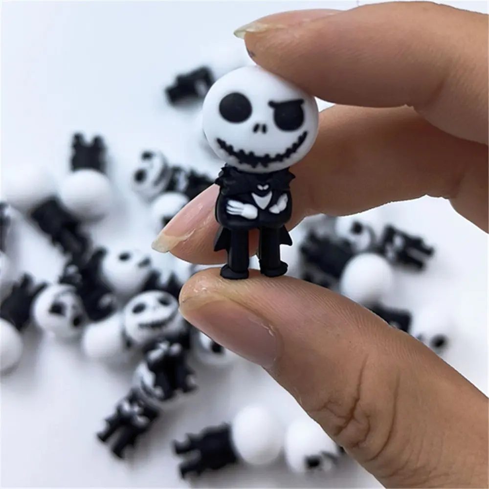 5PCS Christmas Jack and sally 3D Silicone focal Beads For Jewelry Making DIY Nipple Chain Bead Pen Handmade Accessories