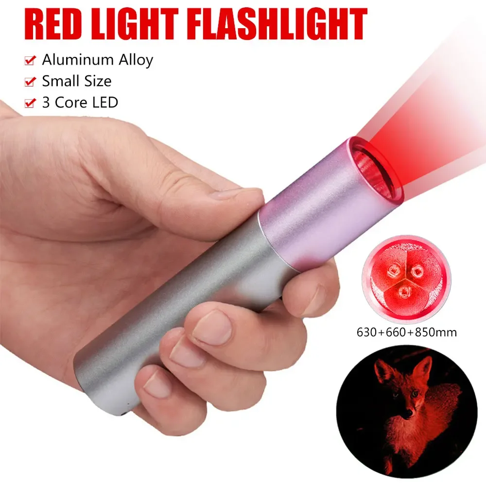 1pcs Hot selling red light flashlight 630 660 8503 infrared portable red light flashlight