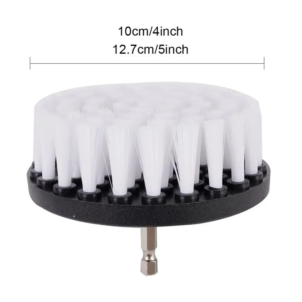 1Pcs Durable Nylon Drill Soft Brush 4/5inch White Electric Drill Brush Cleaner Power Scrubber Brush Car Wash Tool