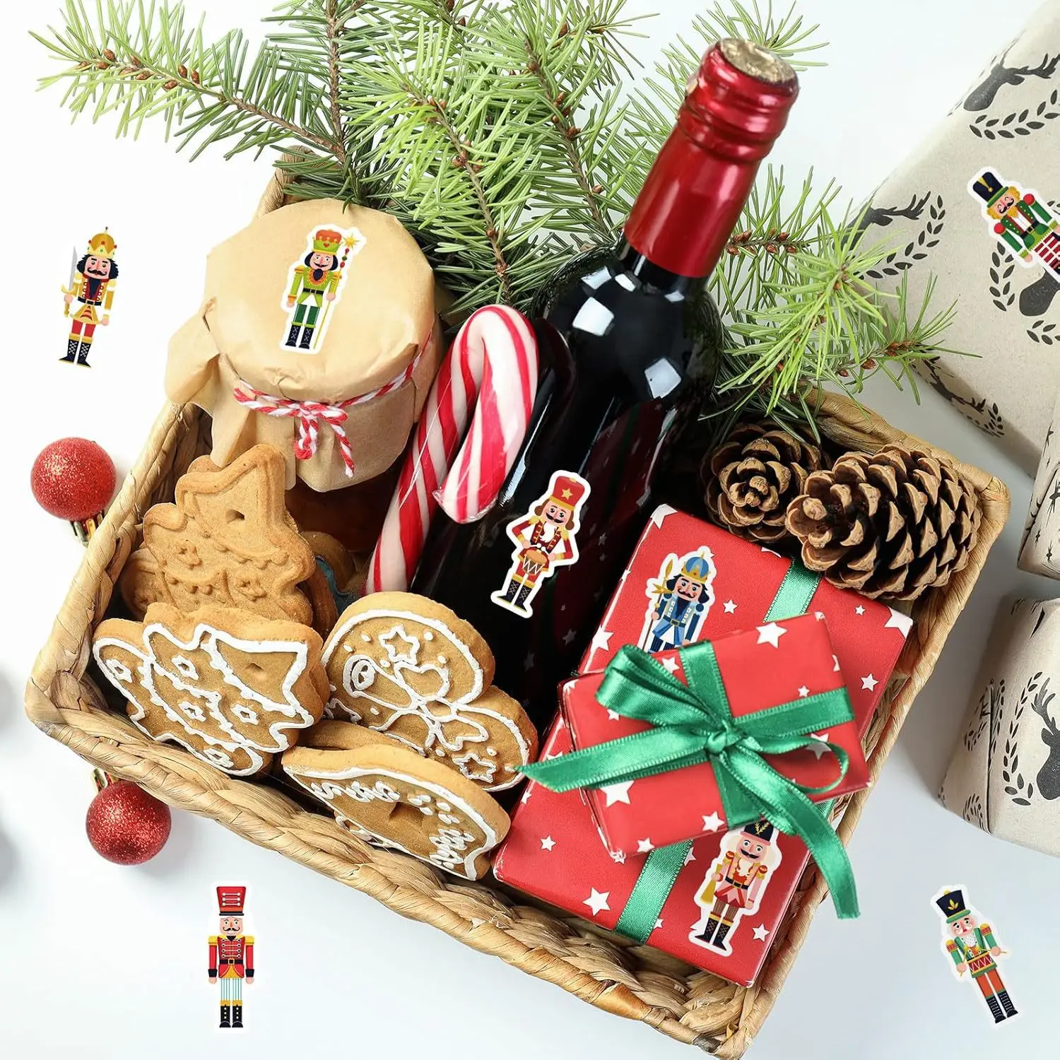 1000 قطعة (1 لفة) عيد الميلاد كسارة البندق ملصق لفة عيد الميلاد الكرتون كسارة البندق الملك والجندي ملصق ملصقات