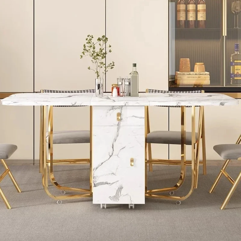 household small apartment solid wood retractable table