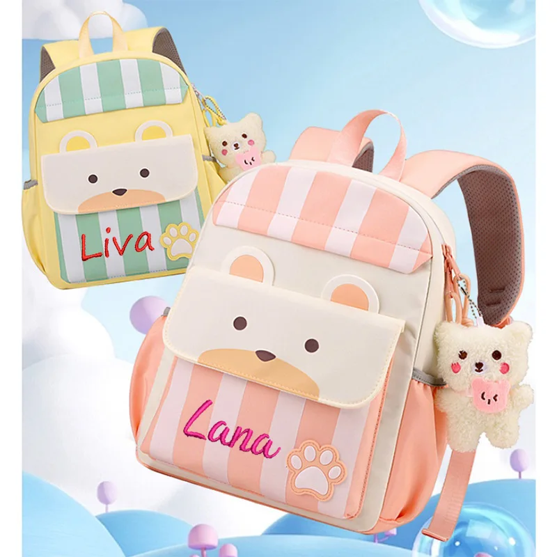 

Personalized New Shoulder Bag Women's Cartoon Anime Bear Children's School Bag Kindergarten Double Backpack Cute