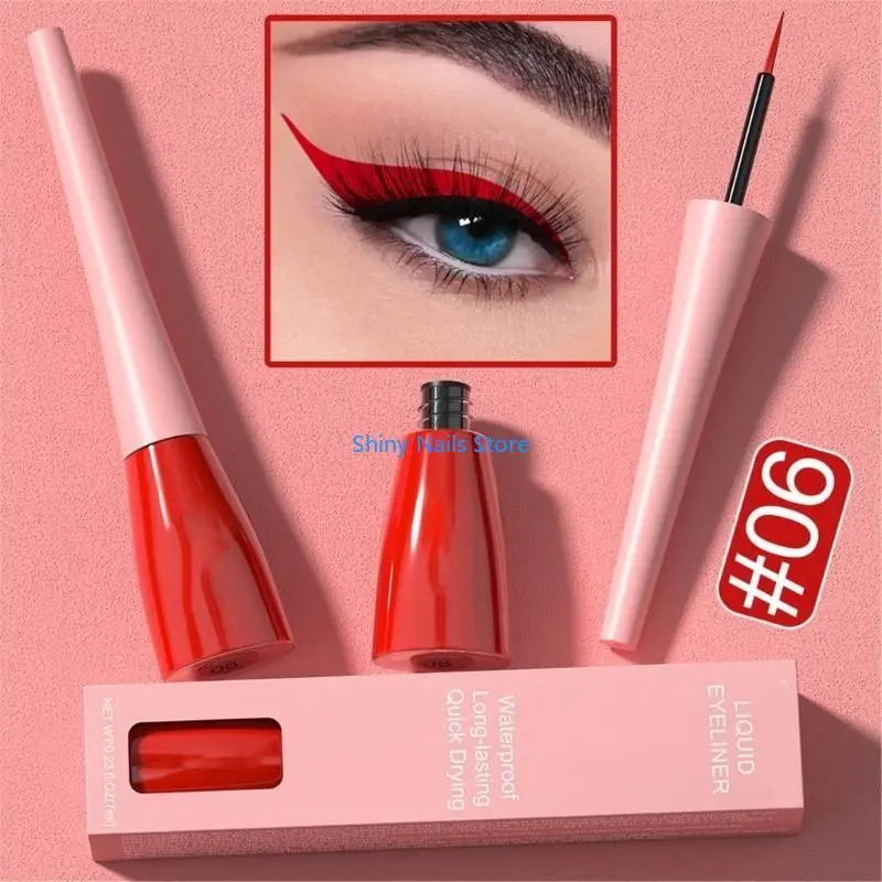 محدد العيون السائل، محدد عيون مقاوم للماء، محدد عيون طويل الأمد، قلم تحديد عيون ملون، سهل الصبغ للحفلات والسفر يوميًا #5