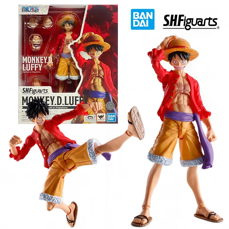 Bandai S.h.fgiaurts Monkey.D.Luffy The Raid On Onigashima 16Cm One Piece Anime Original Action Figure Model Toy Gift Collection