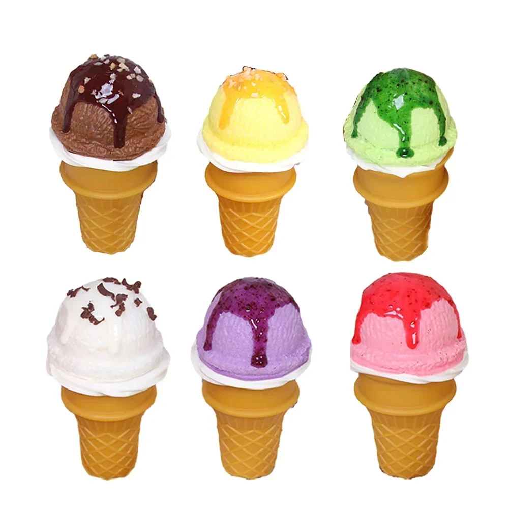 Simulation Ice Cream Model Realistic Artificial Ice-Cream Cone Fake Food Desserts Shop Display Model Photo Props Kids Toys Decor