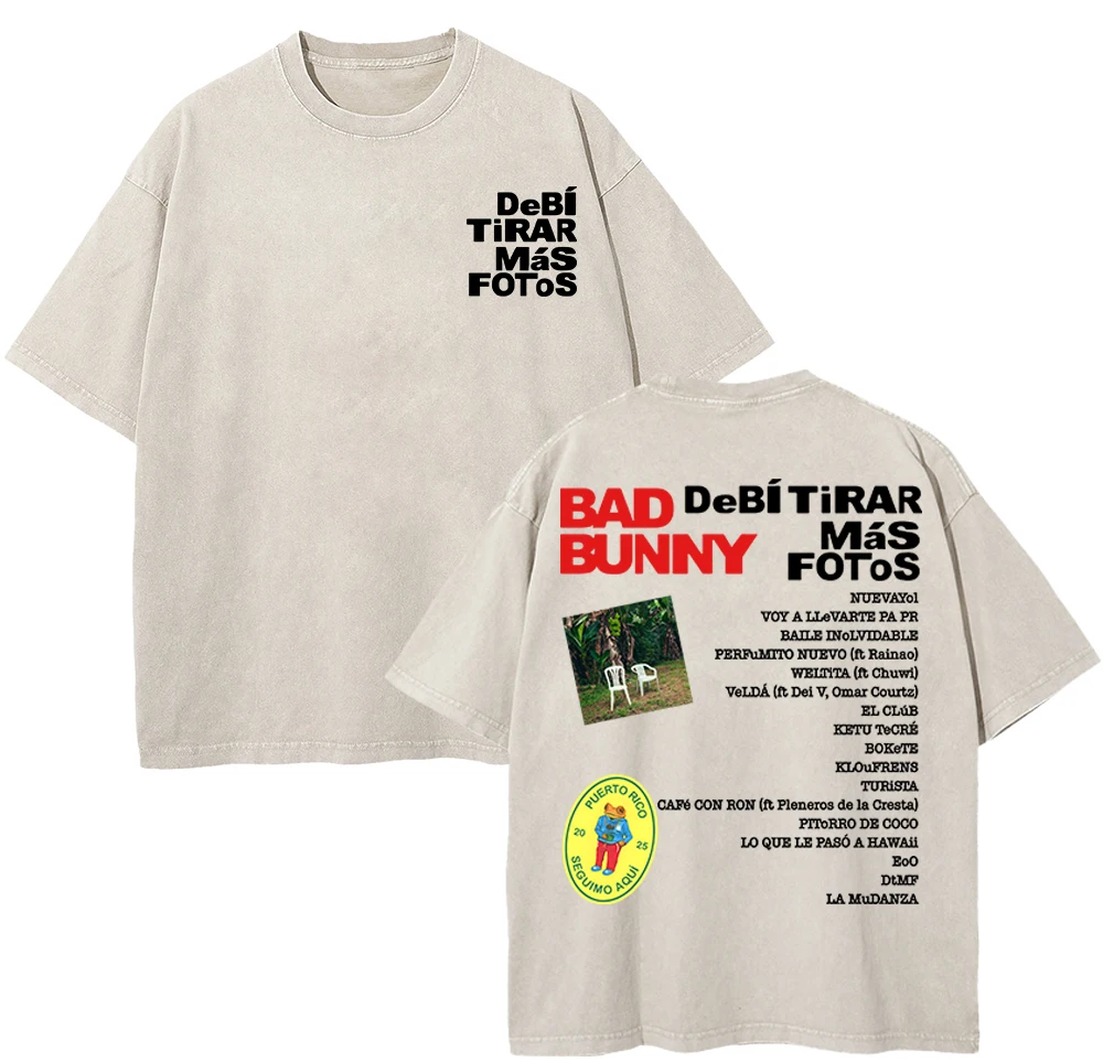 100% Cotton Vintage Washed Bad Bunny Debí Tirar Más Fotos World