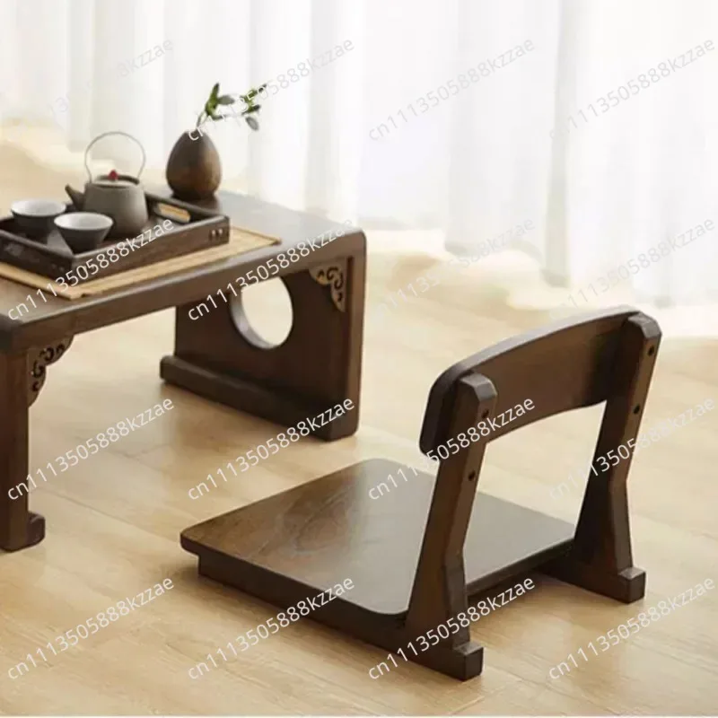Japanese-style Solid Wood Bay Window Tatami Seat – Simple Dormitory Bed Lazy Chair Legless Stool Backrest Floor Seat Home Decor