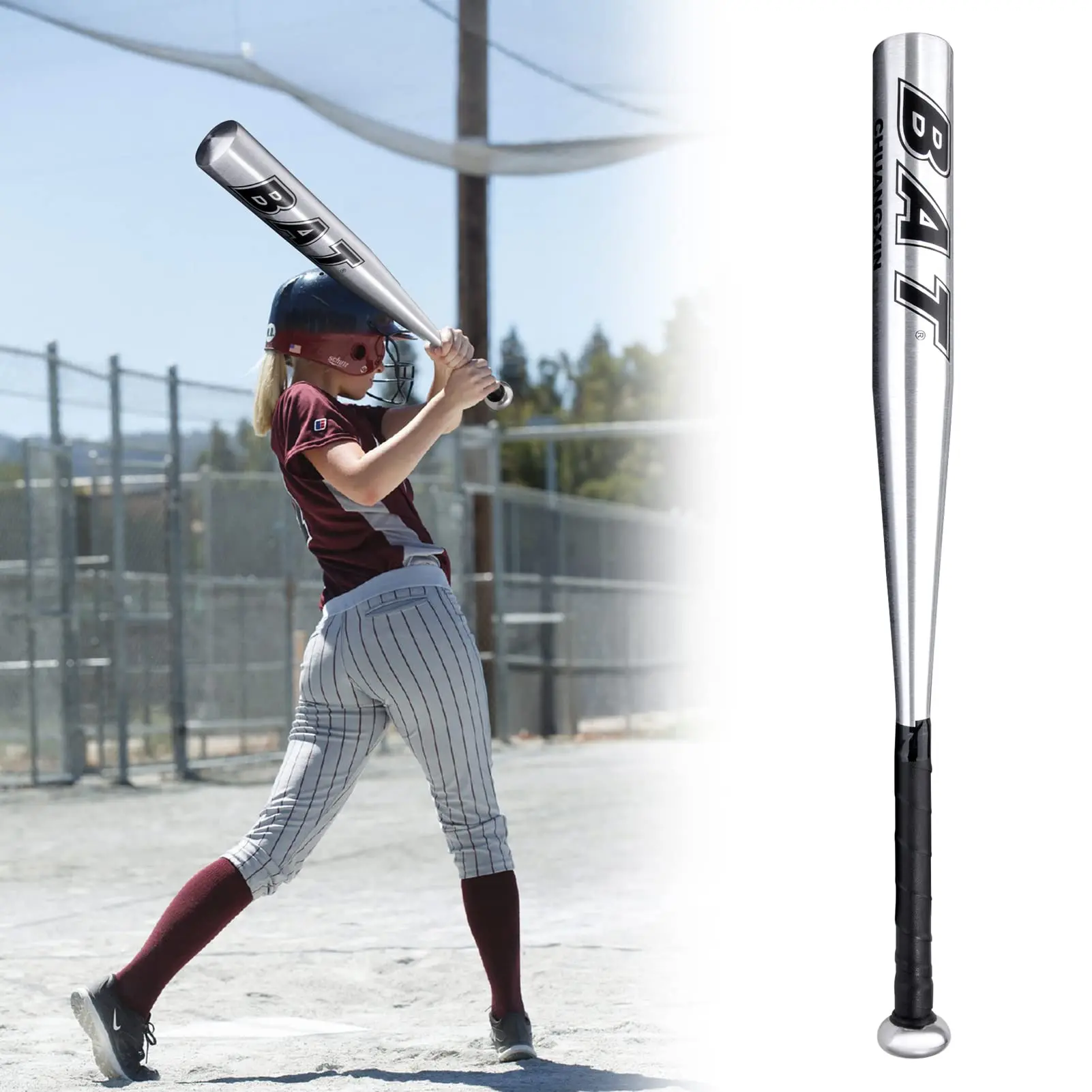 20 inch High Strenght Training Softball Baseball Bat Stick Aluminum Baseball Bat Bar Home Defense Self-Defense