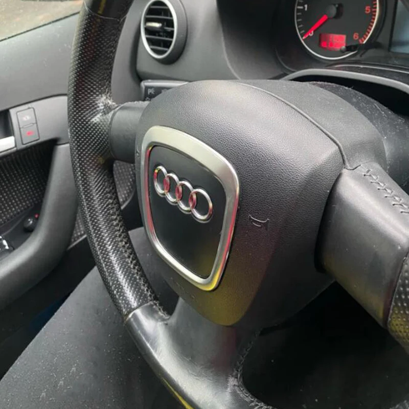 تصفيف السيارة عجلة القيادة مركز شارة الديكور غطاء لأودي A3 8P A4 B7 A5 A6 C6 A7 A8 Q5 Q7 Sline شعار ملصقات حلقة الكسوة #6