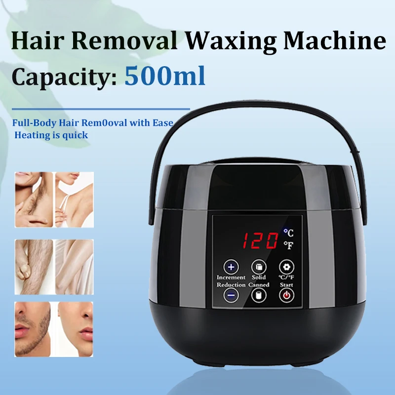 

500 мл нагреватель воска для удаления волос, подогреватель воска с ЖК-дисплеем температуры, депиляция/200 г восковых бобов
