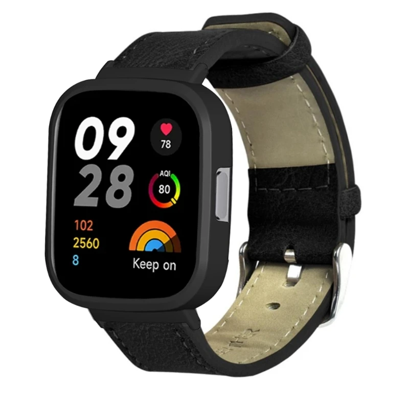 Leermateriaal 2 in 1 horlogeband + horlogekast voor Redmi Watch 3 horlogeband