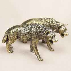 Estatuilla de hiena de latón macizo en miniatura para oficina, adorno de té para mascotas, estatua de perro Animal Vintage, colección de artesanías, decoración del hogar