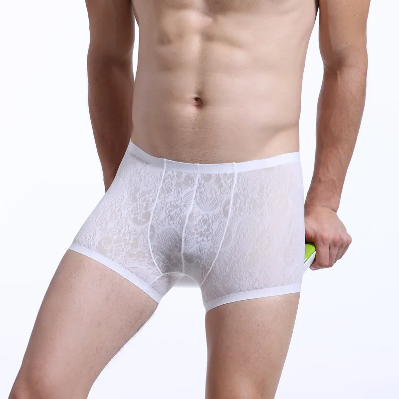 Nieuwe Mode Sexy Kant Onderbroek Naadloze Dunne Mannen Ondergoed Heren Boxershorts Hombre Man Calzoncillos Cueca Masculina Slipje