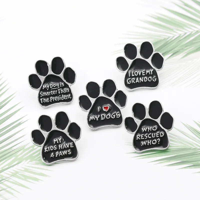 Black Dog Paw Brooch Pin All- Fashion Brooches Female Cloth Jewelry Gift for Women Girls Use