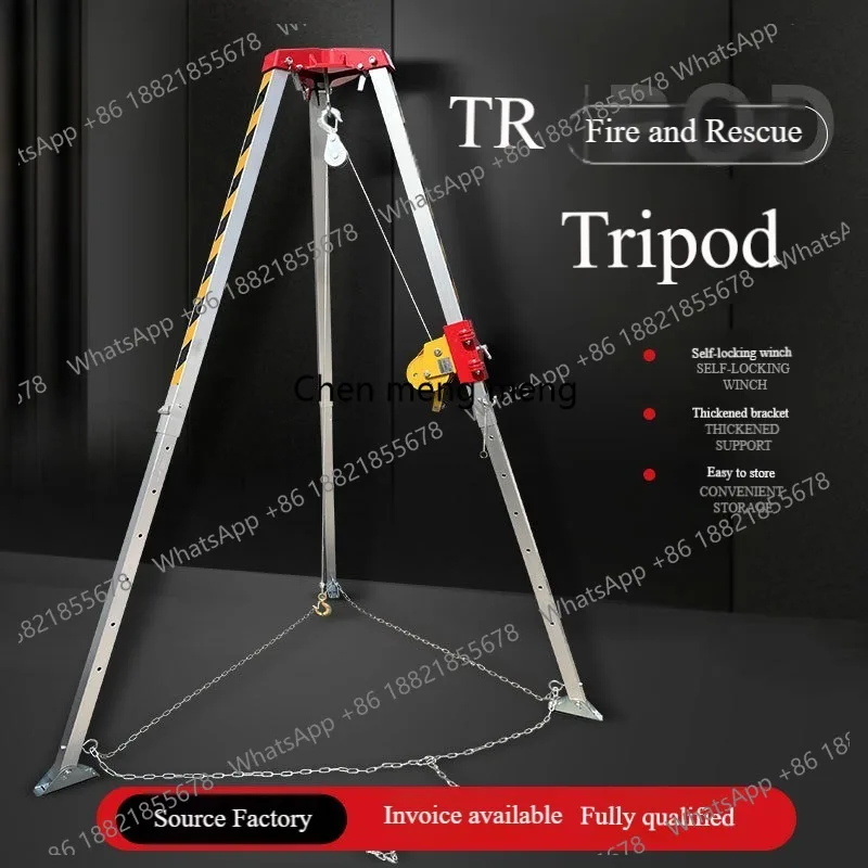 Trípode de Rescate Telescópico, Sistema de Elevación para Pozos Subterráneos, Trípode de Seguridad de Aleación de Aluminio con Manivela Manual