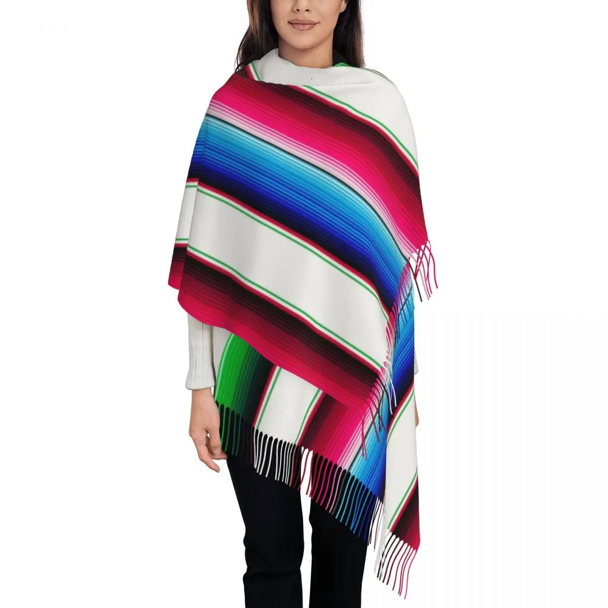 

Traditional Mexican Rainbow Shawls Wraps for Ladies Winter Long Soft Scarf Boho Ethnic Lgbt Pride Yaoi Pashmina Shawl Scarves