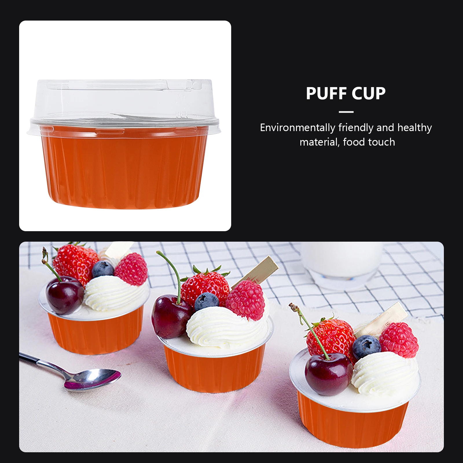 

Pudding Cups Round Aluminum Foil Baking Containers Large Capacity Thick Material Safe Environmental Dessert Party Supplies