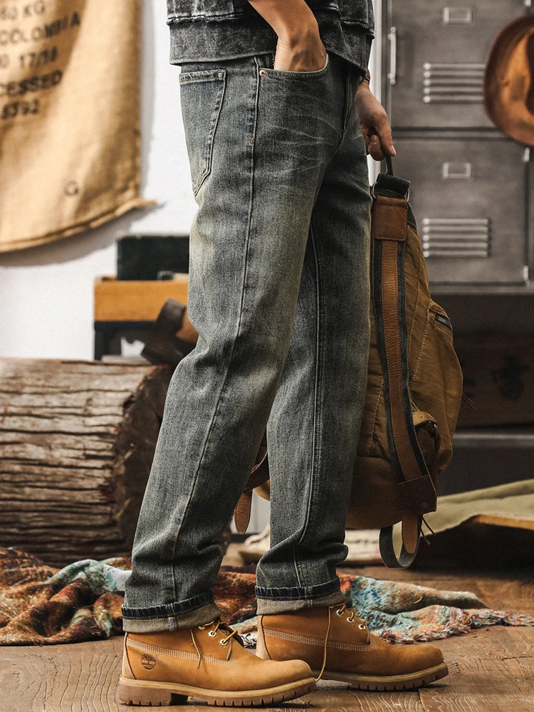 

Classic American Retro Elastic Loose Men's Jeans Autumn 2025 New Trendy Brand Stone inding Wa Casual Long Pants