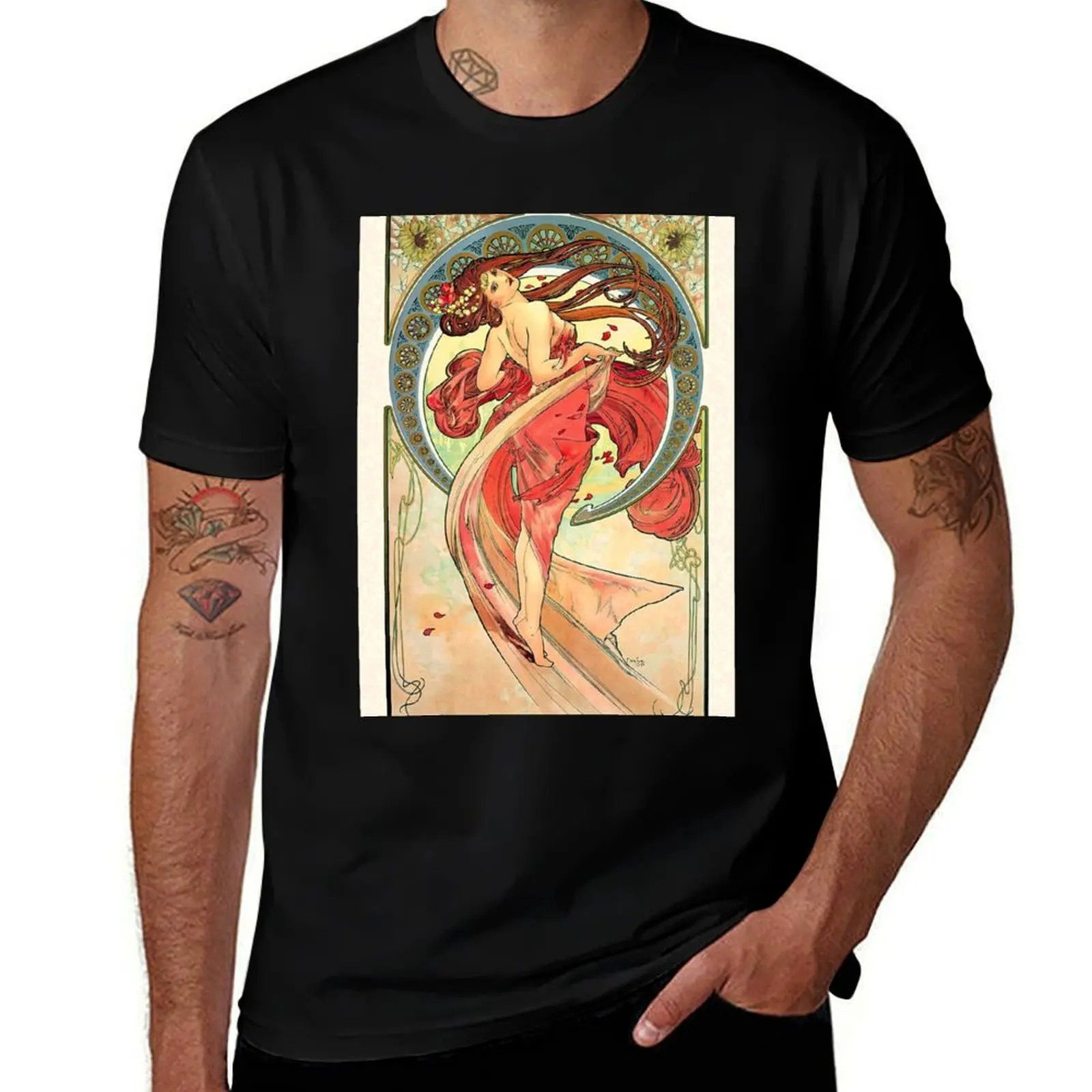 

Dance, 1898 by Alphonse Mucha T-Shirt Casual Daily Wear Short Sleeve Top