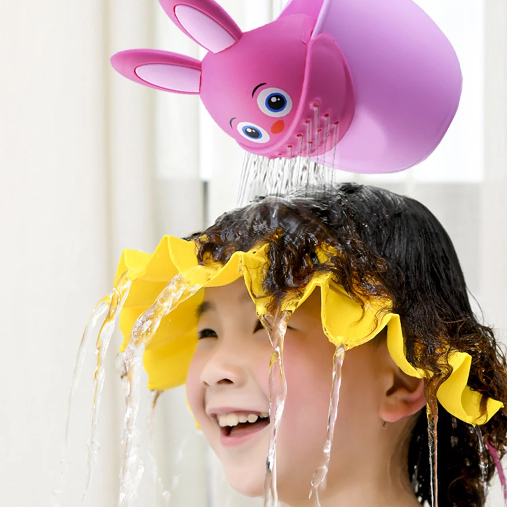 Cute Cartoon Shampoo Cup For Babies Wash Hair Shampoo Cup Baby Spoon Shower Bath Water Swim Head Watering Bottle Bath Product