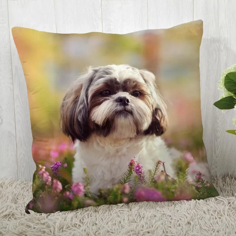 Shih Tzu Dog Pillow Cover Customize Pillowcase Modern Home Decorative Pillow Case For Living Room