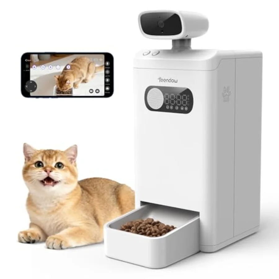 XLY-M1 Automatic Cat Feeder with Camera 3.5L Cat Food Dispenser AI Subscription Pet Feeder 4MP HD Video with Night Vision Timed