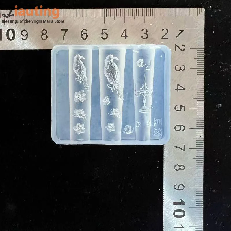 Retro Crow Rose Candlestick Silicone Nail Mold Flower 3D Nail Art Decoration DIY Transparent Mold Manicure Design Tools