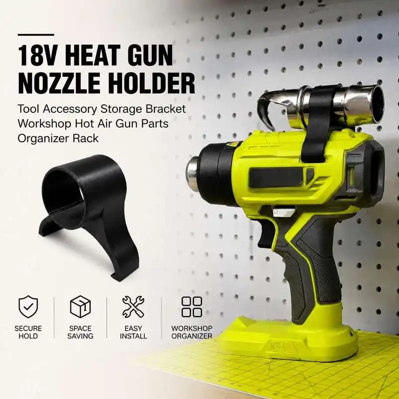 18V Heat Gun Accessory Storage Clip Wall Hanging Holder Workshop Tool Organizer Clamp Rack