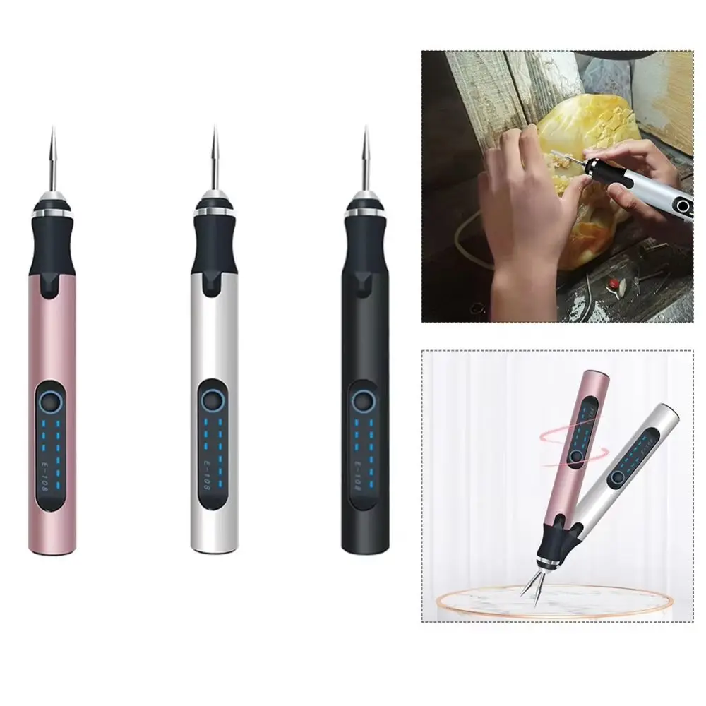 DIY Carving Tool Electric Engraver Pen Handheld Anti-Slip Etching Pen Rechargeable Small Polishing Machine for Metal Glass