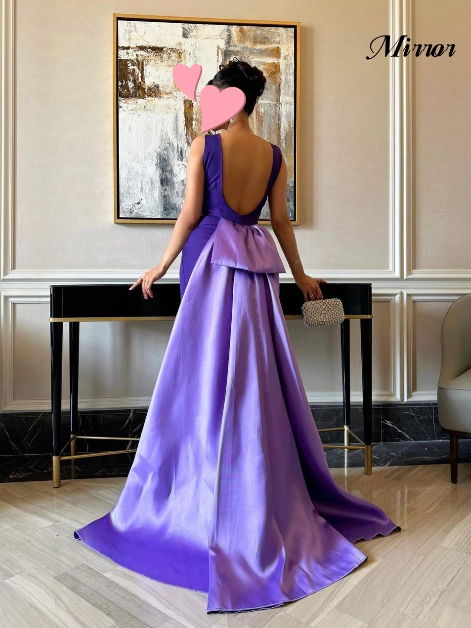 Mirror Dress Elegant Vintage Sweet Purple Lilac Backless Simple Classic Customize Formal Occasion Prom Dress Evening Party Gowns