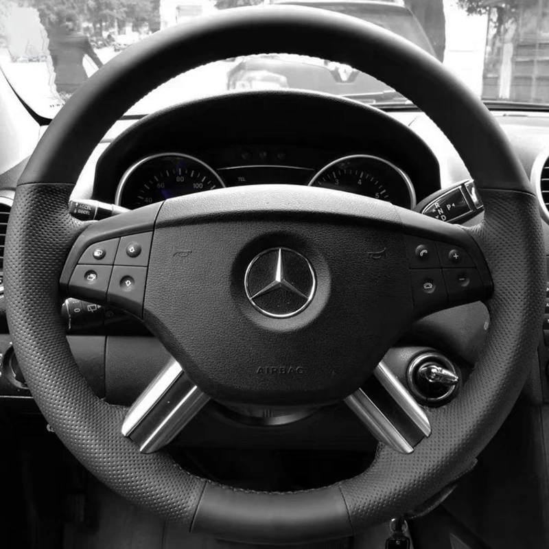 Custom Car Steering Wheel Braid Cover Genuine Leather 100% Fit For Mercedes Benz W164 M-Class ML350 ML500 X164 GL-Class GL4