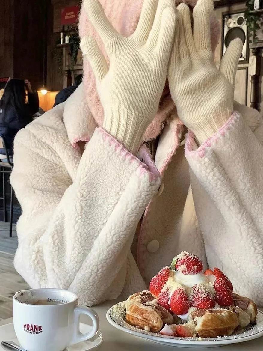 韓国風スレキュートカラーブロランファーコート レディースファッショナブルエイジディフュージングターンダウンカラーオールオーバーSディテール