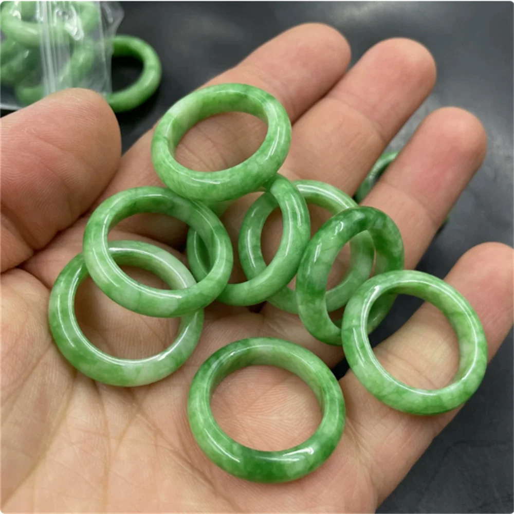 

White background Qingyang green jade ring