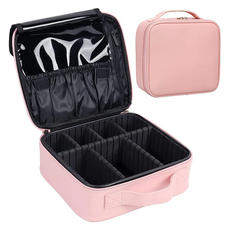 

GCBB002 Portable Organizer Makeup Train Case Makeup Bag Cosmetic Case with Adjustable Dividers for Cosmetics Makeup Brushes