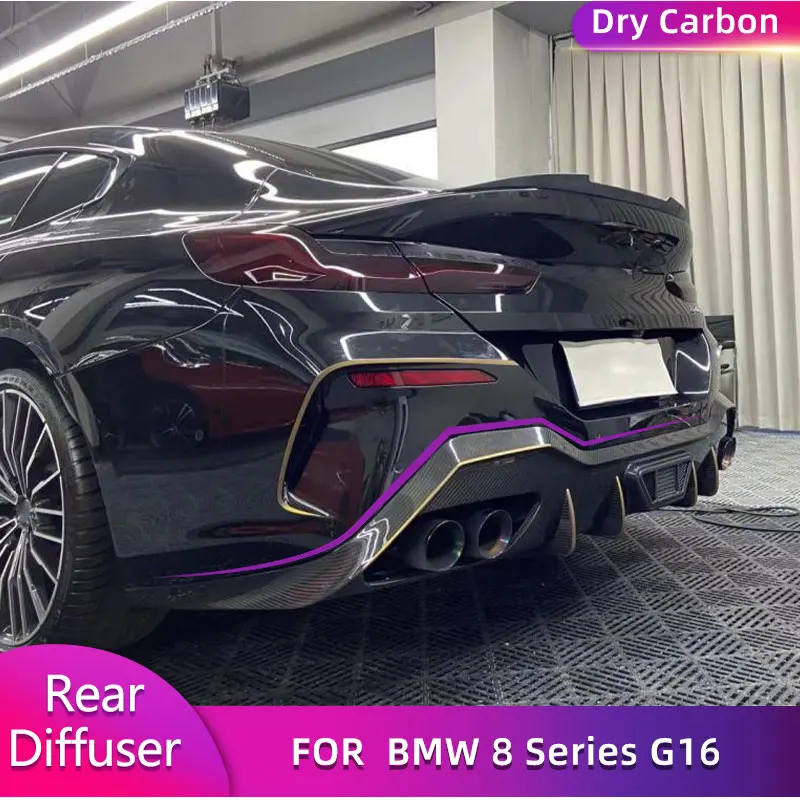 Prepreg Dry Carbon Rear Bumper Diffuser Lip Spoiler for BMW 8 Series G16 M Sport 4 Door 2018-2022 Car Rear Diffuser Lip Apron