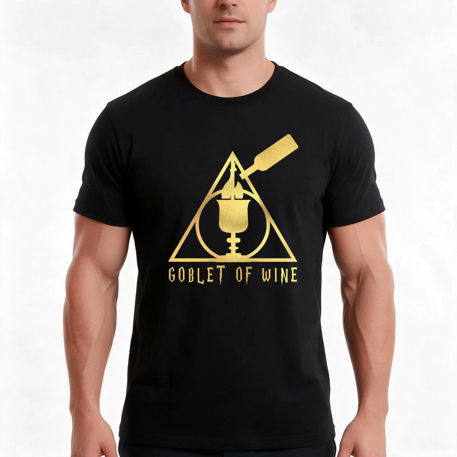 Goblet of Wine T-Shirt, Summer Casual Cotton Tee, Oversized Streetwear Tops, Vintage Graphic Print, Loose Fit Short Sleeve