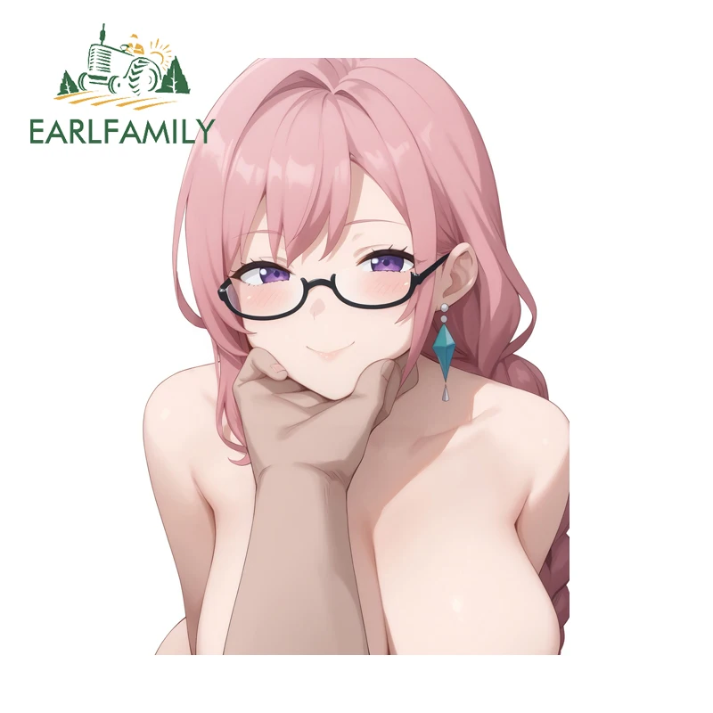 EARLFAMILY Caesar Short Hair Anime Girl Car Stickers Mini Lovely Sunscreen Vinyl Decal Suitable for Storage Car Accessories