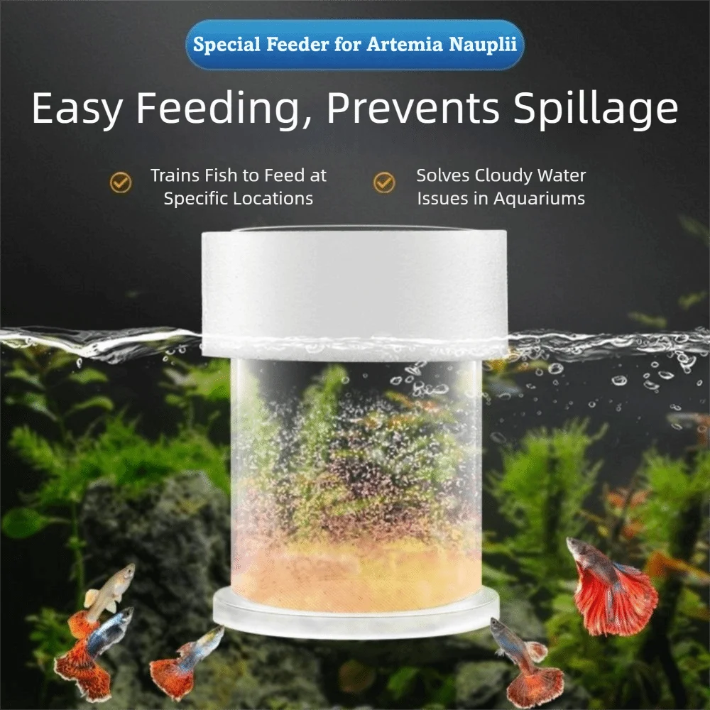 Acrylic Brine Shrimp Feeder Fixed-Point Transparent Fish Feeder with Suction Cup Durable Floating Ring Various Fish Tanks