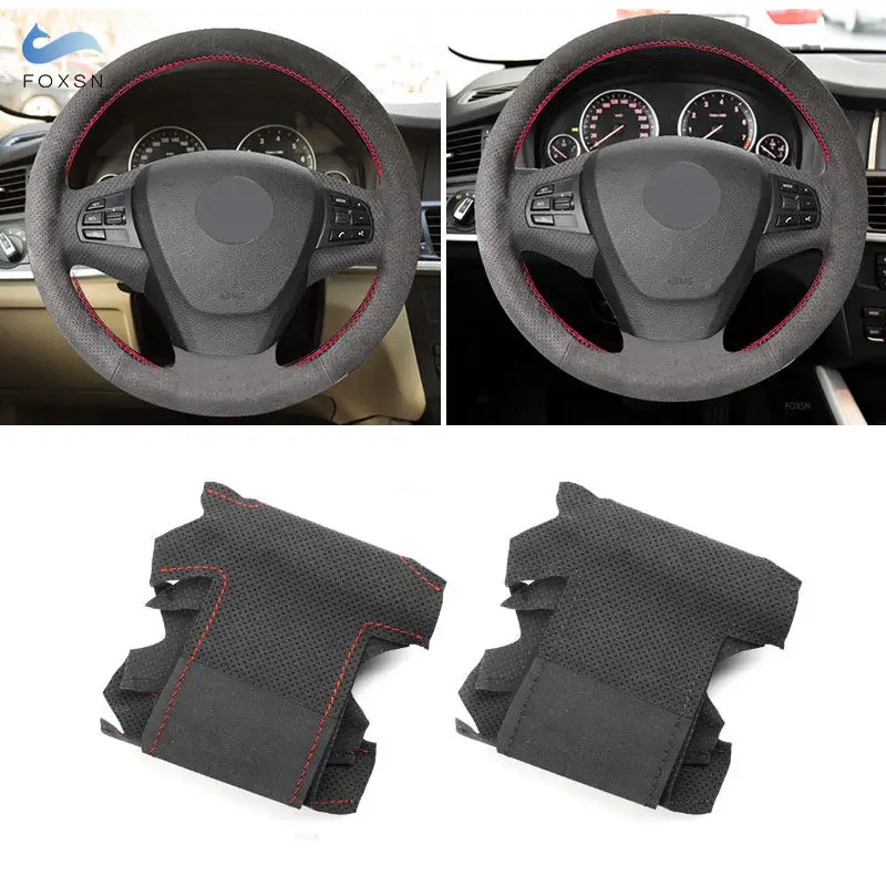 Suede Perforated Leather Car Steering Wheel Cover For BMW X3 F25 2011-2016 X5 F15 2013 2014 2015 2016 2017 with Needles Threads