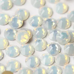 Glitter White Opal 2088 Cut Flat Back Diamond Non Hotfix Rhinestone DIY 8 big 8 small Strass for Garment Nail Art Decoration