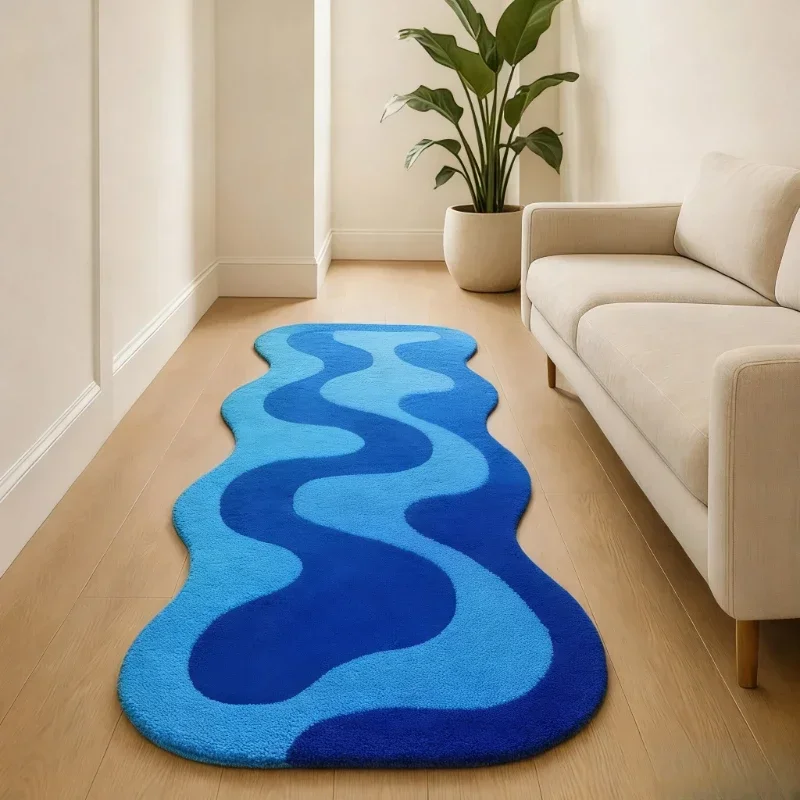VIKAMA Gradient Wave Rug Warmtebehoudende en antislip slaapkamer entree- en nachtkastmat woonkamer bankkleed woondecoratie