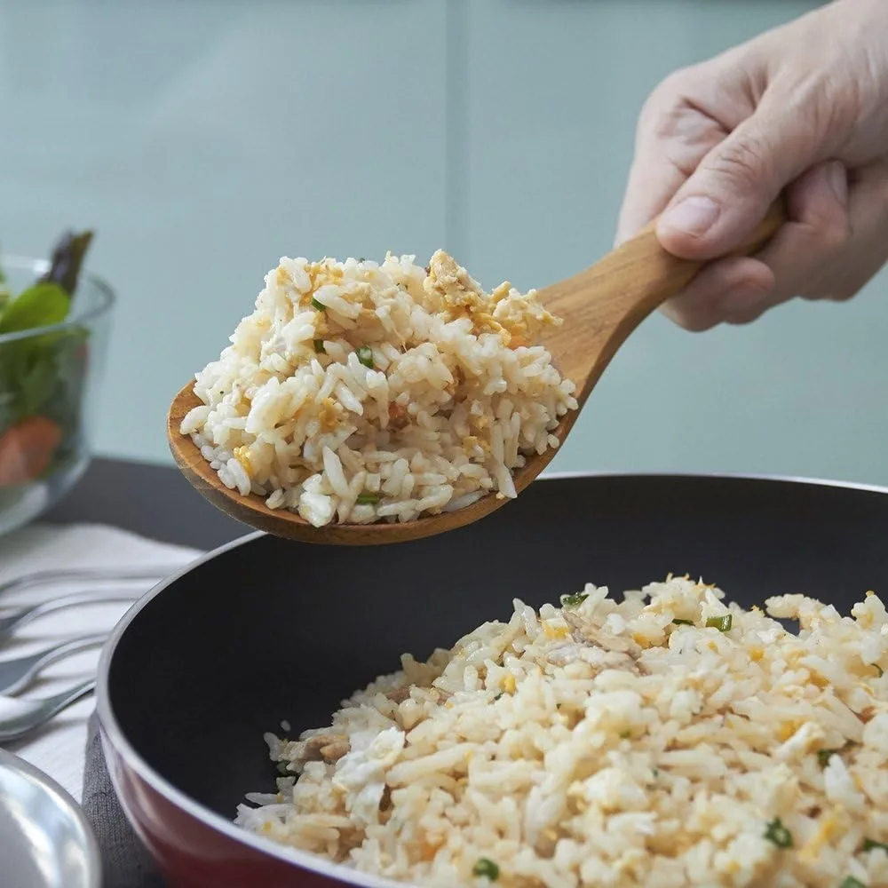 9-Zoll-Reispaddel, Servierlöffel, vielseitiger Kochlöffel – handgefertigt aus hochfeuchtem, goldenem Teakholz |   langlebig, gesund