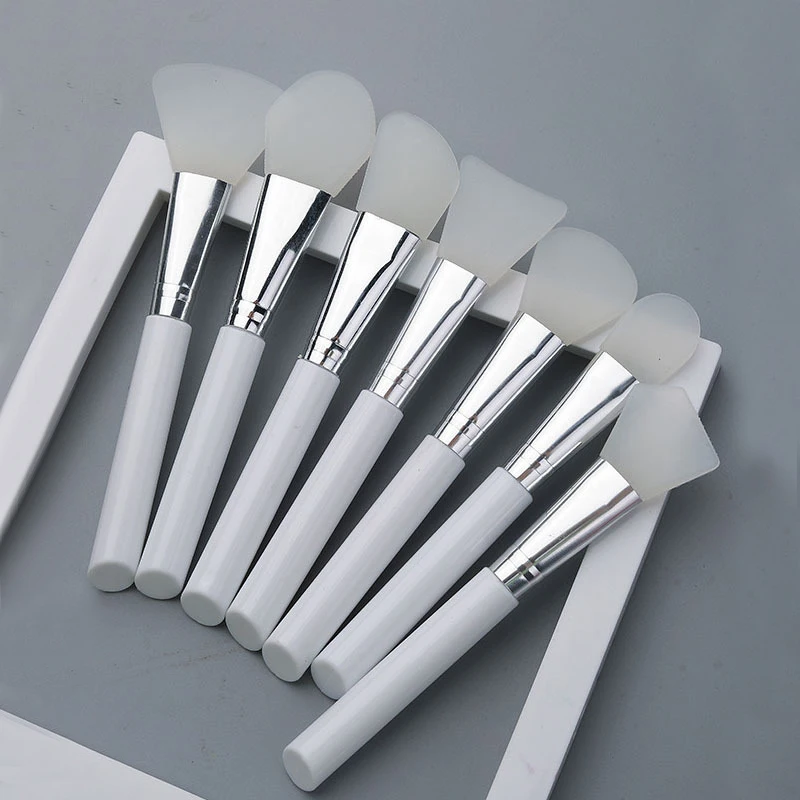 7pcs Silicone Facial Mask Brush Face Skin Care Soft-headed DIY Mud Film Adjusting Brush Inclined Tail Apply Face Beauty Tools