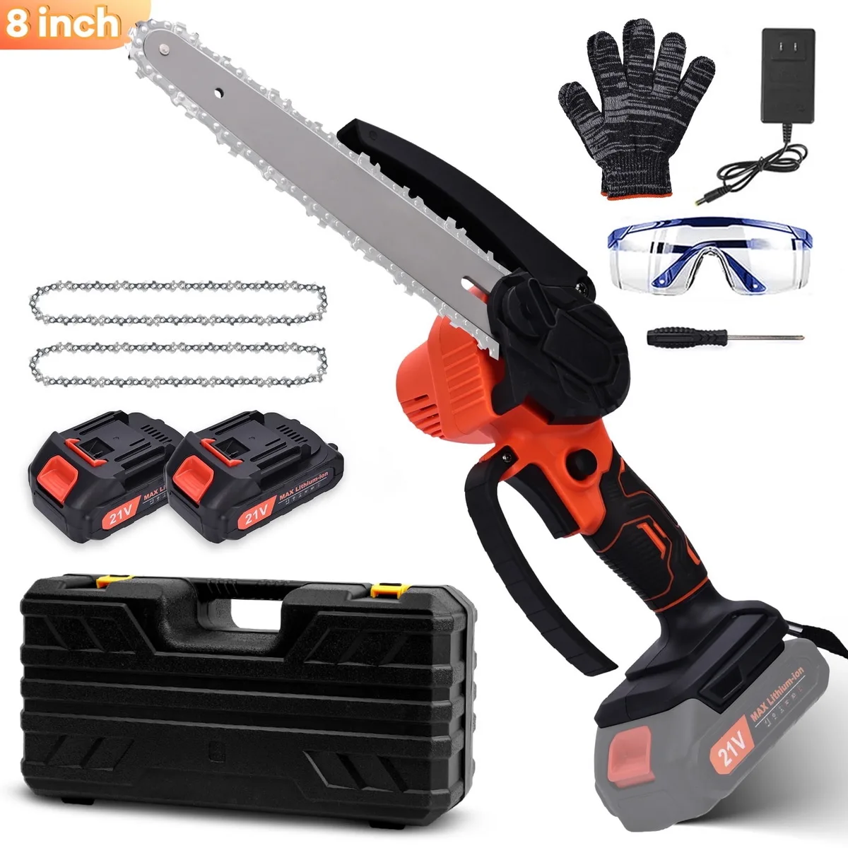 

8 Inch Mini Chainsaw Cordless Electric Chainsaw Portable One-Hand For Wood Cutting Tree Branch Trimming