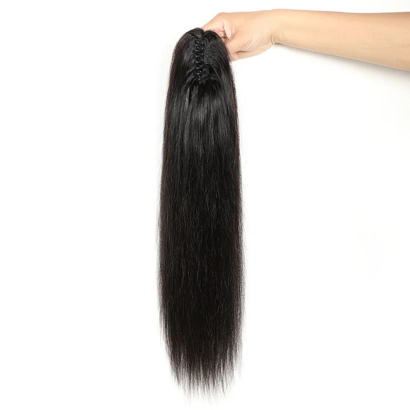 Ulrica Natural Brazilian Hair Human Ponytail Extensions Claw Clip On Ponytail Human Hair Straight Bundles For Black Women